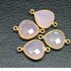 Beautiful Rose Pink Chalcedony Checker Heart Gemstone  in 925 Sterling Silver Gold Vermeil Bezel Setting. 100% Handmade.Perfect for a Earrings, Bracelet or any other product. You get one Connector and dimensions are 22mm long loops included.